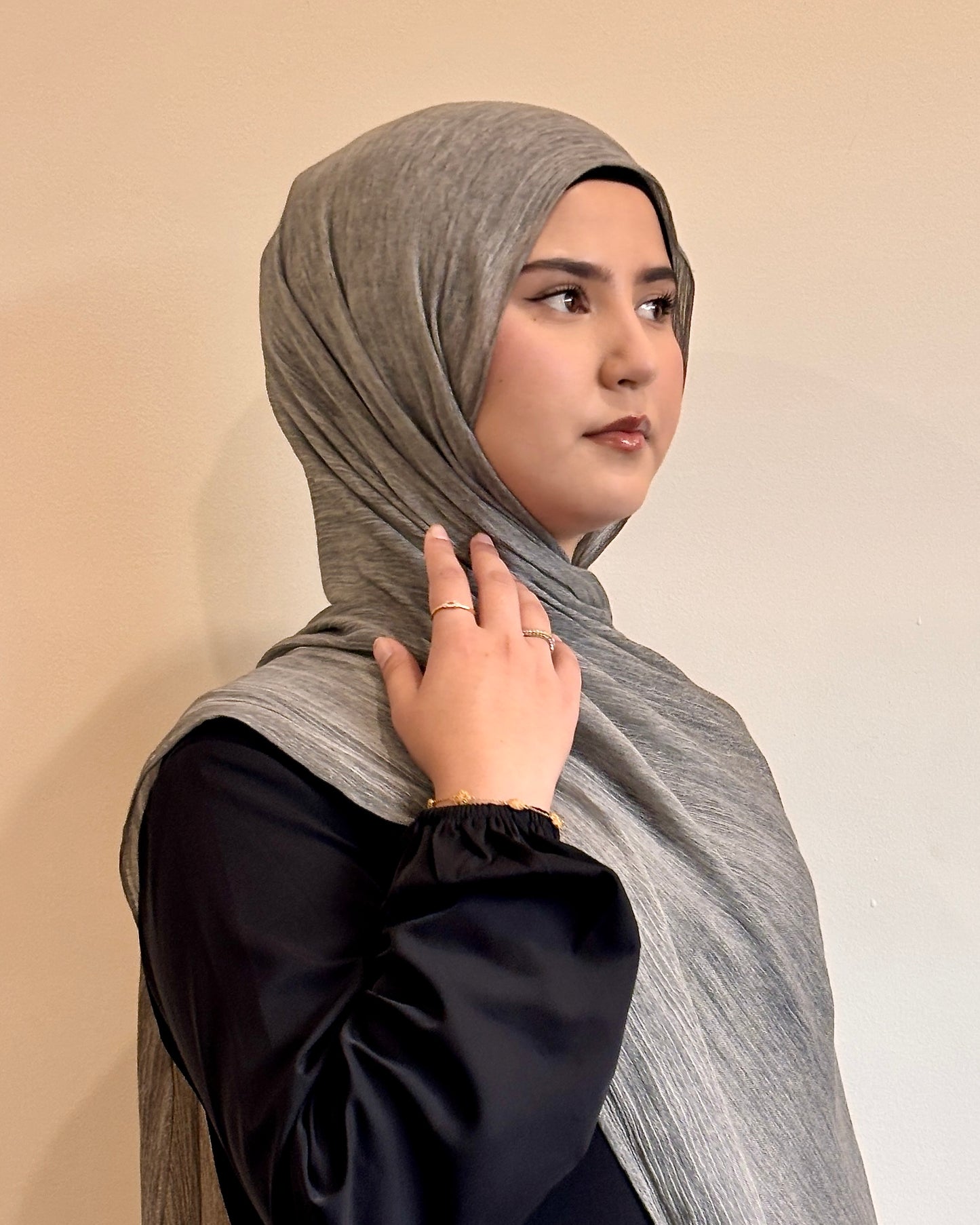 Crinkle Viscose Hijab | Charcoal Ash